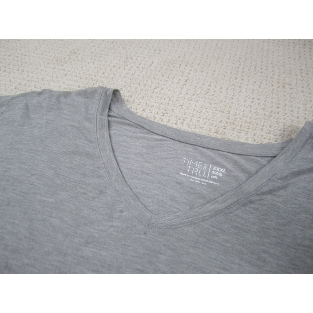 Time‎ & Tru Shirt 3XL Gray V-Neck Short Sleeve Basic Solid Stretch Modal - Picture 3 of 9